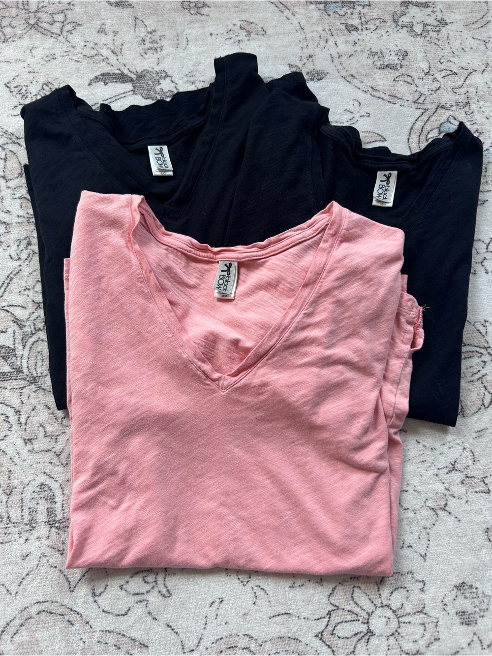 3 Bundle V-Neck Women’s Top - 1 Pink and 2 Black
